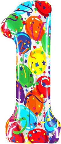 40 inch Colorful Number Balloons Large Foil Helium Rainbow Balloon 1 Big Size Globos for Baby First Birthday Party Decorations (Colorful Number 1)