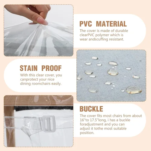 Miniatura 3 de Kigley 8 fundas de plástico para sillas de comedor, fundas de asiento de plástico transparente, resistentes a manchas de agua, gatitos, resistentes