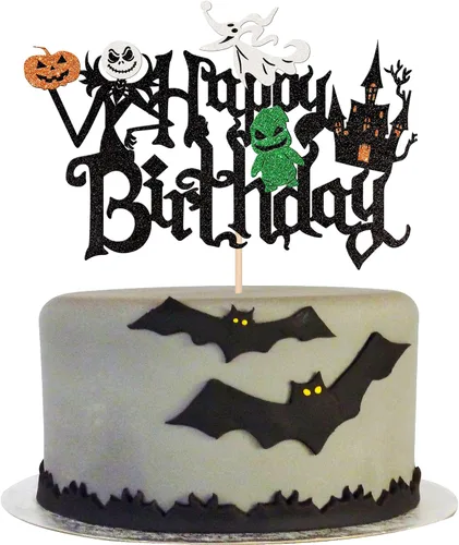 1 paquete de decoración de pastel de Halloween con purpurina para Halloween, fantasma, calabaza, pastel para casa encantada, bruja, calabaza, 7