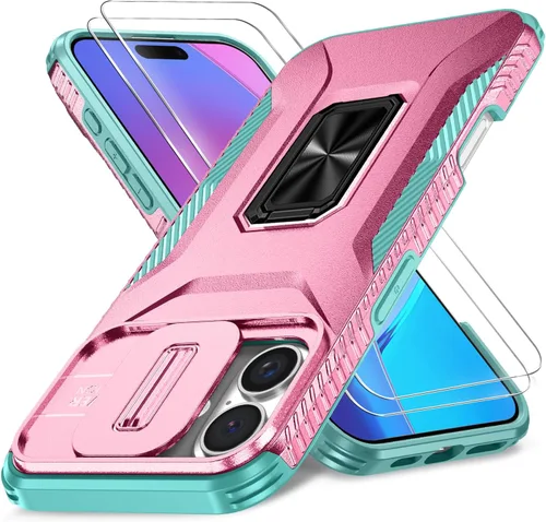 Miniatura 43 de Funda HakkTaoo para iPhone 13/iPhone 14 de 6.1 Pulgadas con Funda Deslizante para Cámara + Protector de Pantalla (2 Paquetes), Funda Protectora a