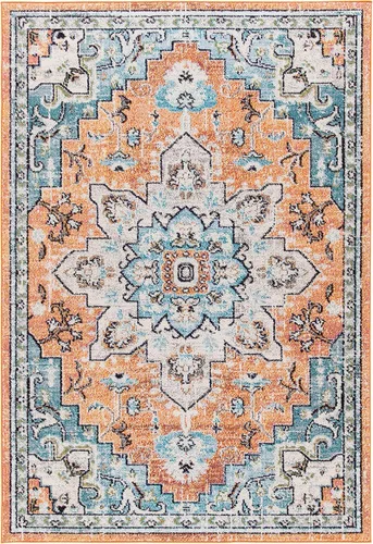 Miniatura 68 de Safavieh Madison Collection (MAD473M) Tapete redondo de 4 pies, azul y azul claro, diseño chic y bohemio desgastado de medallón, no pierde fibras