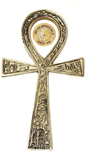 New Age Imports, Inc. Ankh de latón macizo de 4 pulgadas, perfecto para altar, decoración de pared, regalos, necesidades rituales Latón Ankh 4"