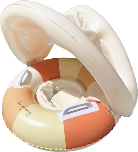 Babyy - Flotador de piscina – Anillo de protección solar, asiento de seguridad plegable, flotador de natación retro con toldo y sombrilla | Juguete