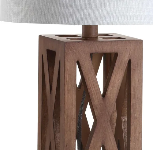 Miniatura 6 de JONATHAN Y JYL1062A Stewart 21.5" lámpara de mesa de madera LED industrial estilo francés campestre rústico para recámara, sala de estar, oficina