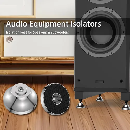 Miniatura 3 de Audiocrast IF4021S - Almohadillas de aislamiento para altavoces de alta fidelidad, 4 unidades, acero inoxidable, 1.575 x 0.827 in, plateado