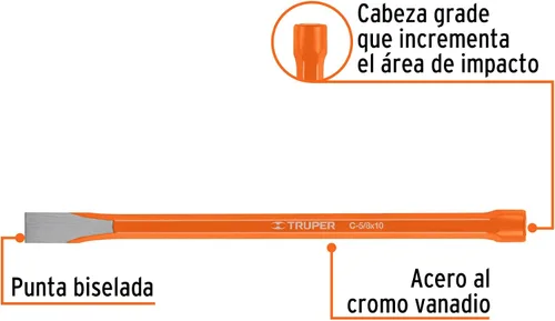 Miniatura 2 de TRUPER C-5/8X10 cinceles fríos 5/8"(16mm) 10"(25cm)