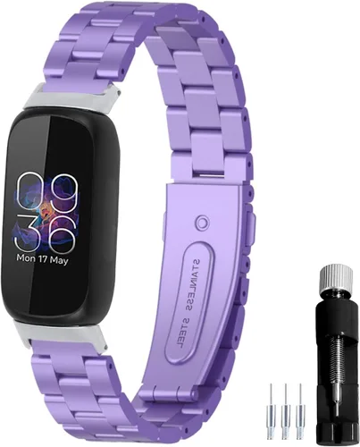 Miniatura 21 de Correa de reloj de metal compatible con Fitbit Inspire 3 de acero inoxidable, repuesto para reloj inteligente Inspire3, accesorio para mujeres