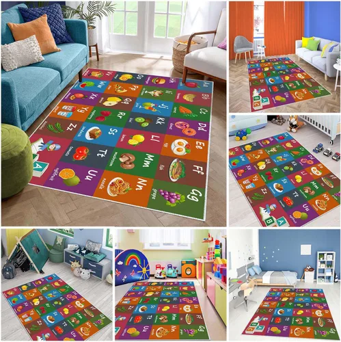 Miniatura 6 de ABC - Alfombra educativa del alfabeto, alfombra de juegos divertidos para niños, sala de juegos, aula, antideslizante, lavable
