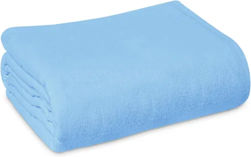 Linteum Textile - Manta de baño para pacientes hospitalarios, de mezcla de algodón, para cama individual, manta ligera, 70 x 90 pulgadas, 1.75 Azul