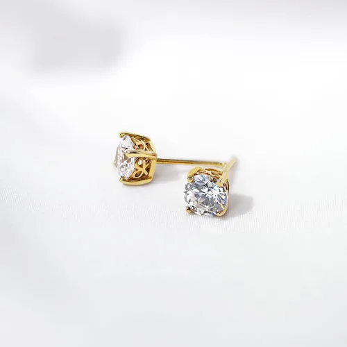 Miniatura 2 de Tienda Essentials Yellow Gold Plated, Platinum or Rose Gold Plated Sterling Silver Infinite Elements Cubic Zirconia Stud Earrings White, Blue
