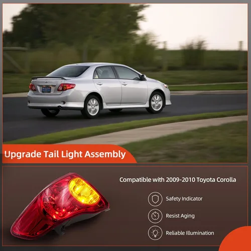Miniatura 3 de leaptrend Conjunto de luces traseras derechas, lámpara exterior trasera compatible con Toyota Corolla 2009-2010, luz de freno lateral del pasajero