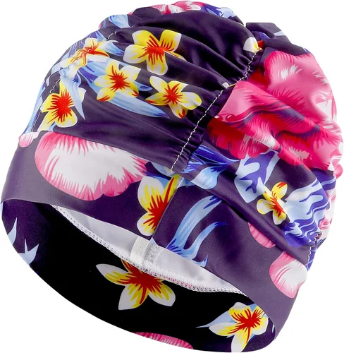 Miniatura 10 de Swim Caps for Women Swimming,1 Pcs Fabric Nylon Cloth Swim Cap, Comfort Pleated Swimming Cap for Long Hair, Not Waterproof Elastic Bathing Caps