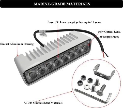 Miniatura 3 de RGBW - Luz LED para esparcidor de barcos, luces marinas impermeables para muelle de cubierta, 2 barras de luz de inundación de 6.7 pulgadas