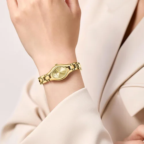Miniatura 6 de GOLDEN HOUR Reloj de pulsera con caja ovalada vintage de tono dorado para mujer