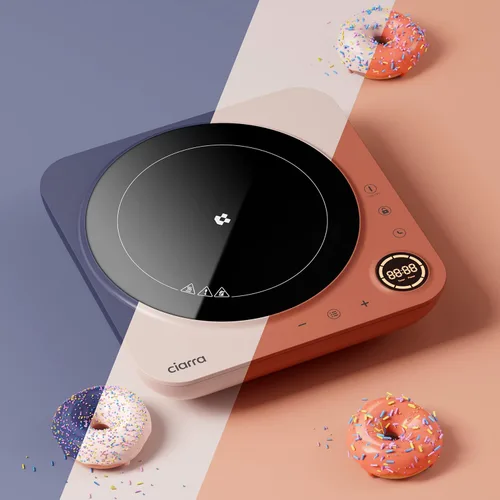 Miniatura 8 de CIARRA CATIH1A-O Cocina de inducción portátil, quemador eléctrico de encimera delgado con sensor táctil y tiempo digital, naranja 2-Naranja