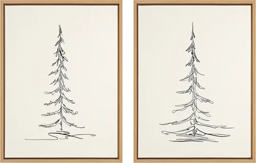 Miniatura 9 de Kate and Laurel Sylvie Minimalist Evergreen Trees - Juego de lienzo enmarcado por The Creative Bunch Studio, 2 piezas de 18 x 24 pulgadas, marrón, 2