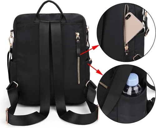 Miniatura 5 de Uromee Mochila para mujer, bolsa de hombro impermeable de nailon para viaje, 303. Negro, Mochilas Daypack