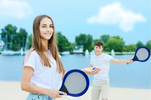 Miniatura 4 de Juego de bádminton con 2 raquetas, pelota de playa y Birdie - Colores surtidos - Raqueta de tenis ligera Juegos al aire libre Juego de juguetes
