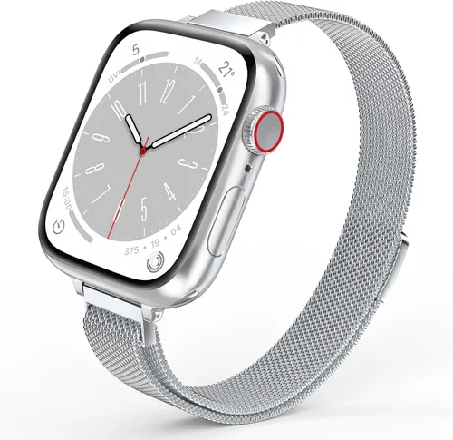 Miniatura 12 de Correa de repuesto CTYBB para Apple Watch Series SE 7, 6, 5, 4, 3, 2, 1, medidas 1.49, 1.57, 1.61, 1.65, 1.73 y 1.77 pulgadas, acero inoxidable