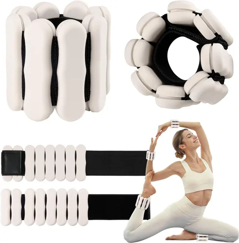 Miniatura 8 de Pesas de tobillo y muñeca para mujeres y hombres, pesas ajustables para brazos y piernas, juego de 2 (1 libra/2 libras cada una), bandas de silicona