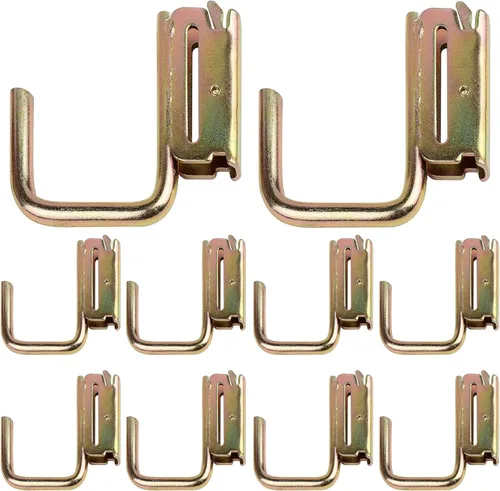 Miniatura 9 de E-Track - Paquete de 2 ganchos para pala resistentes para almacenar herramientas de mango largo, herramienta de acero grande, gancho doble en J, 6.0