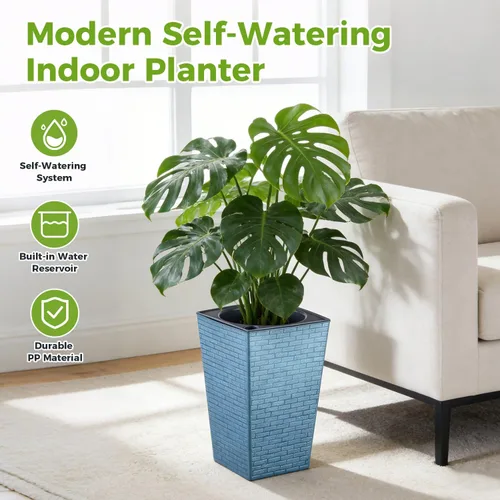 Miniatura 2 de Paquete de 2 macetas de riego automático de 10.7" x 6.9" para plantas de interior, macetas violetas de riego automático, macetas de flores
