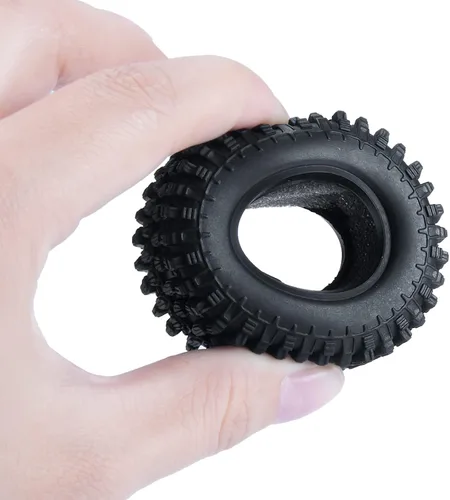 Miniatura 3 de SWX Neumáticos de oruga de 1.0 "4 piezas de neumáticos de goma micro para 1/24 RC Crawler Car Axial SCX24 90081 AXI00001 AXI00002 (1.969 in)