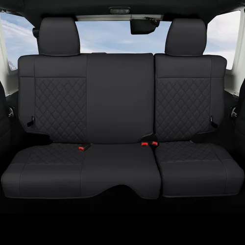 Miniatura 4 de GIANT PANDA Jeep Wrangler 4 puertas JK 2008-2010, juego completo de fundas de asiento para Unlimited Sahara Sport Rubicon X de piel sintética Negro