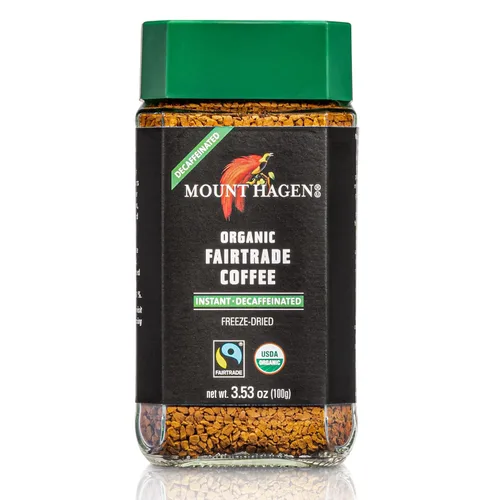 Miniatura 3 de Mount Hagen Tarro + bolsa resellable descafeinado orgánico liofilizado café instantáneo - Paquete combinado Granos arábica de tostado medio