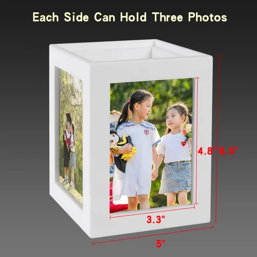 Miniatura 2 de Portarretratos de 3.5 x 5 pulgadas, almacenamiento para 4 imágenes, jarrón multiusos para fotos, centro de mesa con soporte para flores, regalo