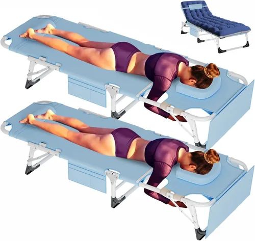 Miniatura 9 de NAIZEA Sillón plegable para exteriores, catre plegable 3 en 1 con colchón, sillas reclinables de patio de 4 posiciones, silla reclinable plegable