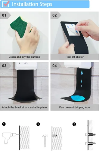 Miniatura 5 de Cotn - Bandeja de goteo para dispensador de jabón ACotn para dispensador de jabón automático, montaje en pared y dispensador de desinfectante