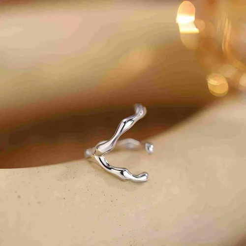 Miniatura 250 de Anillo de plata de ley 925, minimalista, ajustable, hecho a mano, para mujeres y niñas