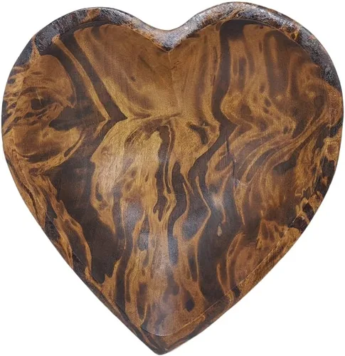 Miniatura 11 de WitnyStore Cuenco en forma de corazón de 6 pulgadas, funcional y coleccionable, cuenco de madera hecho a mano para servir frutos secos, postres