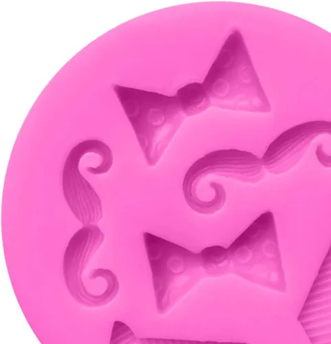 Miniatura 6 de Luckycivia - Juego de 4 pajaritas para barba, molde de fondant de chocolate con caramelo, molde de silicona para pastel