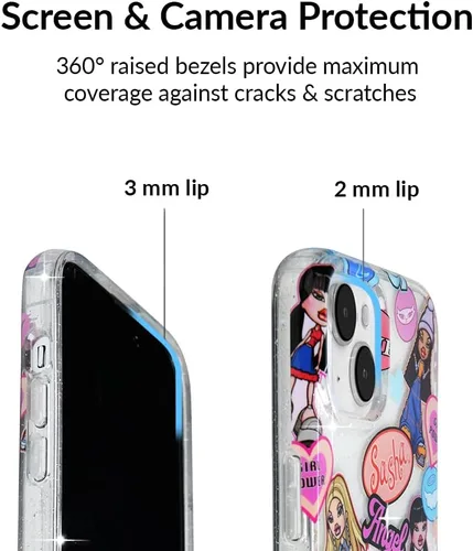 Miniatura 2 de VELVET CAVIAR Funda para iPhone 14, probada en caídas de 10 pies, purpurina transparente Bratz Bratz Pack Glitter