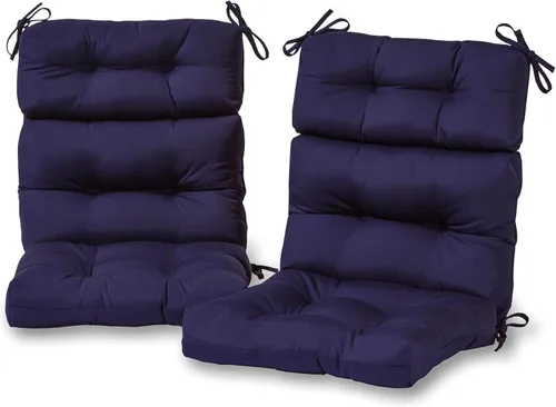 Miniatura 19 de Cojines para silla de respaldo alto para exteriores, diseño de asiento y respaldo con bisagras de una pieza, reversibles con 4 lazos, tela