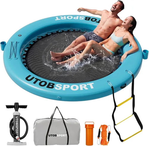 UTOBSPORT Hamaca de Agua Inflable Muelle Flotante 8x8 PIES Isla Flotante Balsa de Agua para Lago Barco Piscina Océano | Adultos Niños Perros, con
