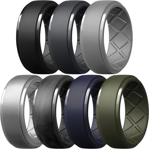 Egnaro - Anillos de silicona para hombre, 10 mm de ancho0.39 pulgadas y 2.5 mm0.10 pulgadas de grosor, alianzas de boda de goma, paquete de 147