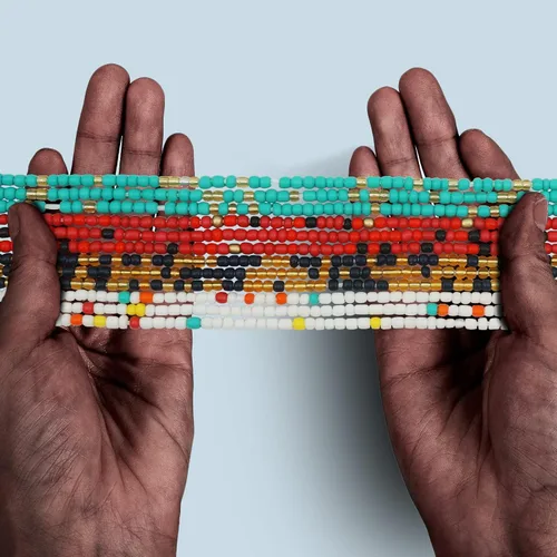 Miniatura 18 de 4 cuentas de cintura africana hechas a mano de 50 pulgadas para mujer, no elásticas (corbata)