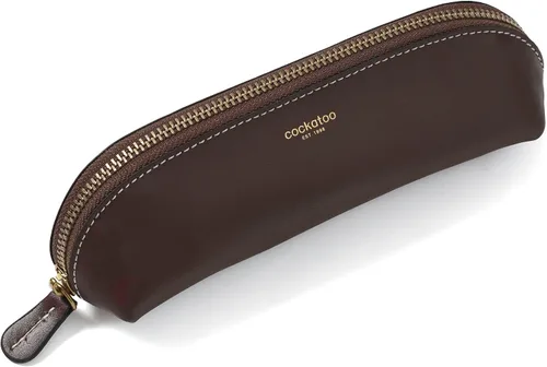 Miniatura 13 de Cockatoo Estuche para lápices de piel auténtica, soporte para accesorios, bolsa de papelería, estuche con cremallera para el trabajo y la oficina