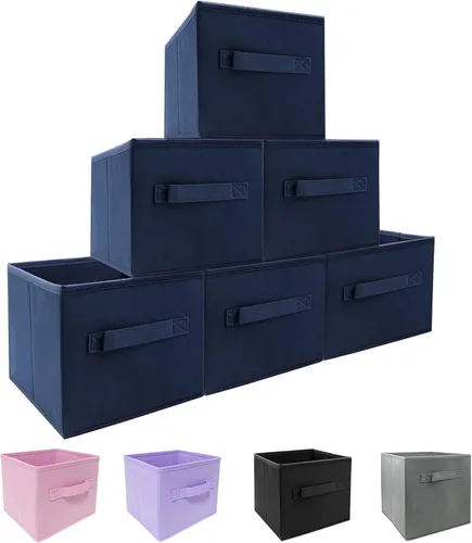 Miniatura 23 de EBIGIC Contenedores de almacenamiento negros de 9.0 x 7.5 x 7.5 pulgadas, tamaño pequeño Fabirc plegable, organizador de juguetes para armario, paño
