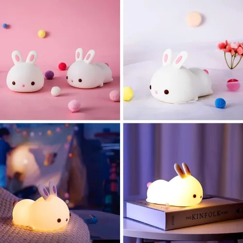 Miniatura 7 de One Fire Juguetes de Conejo para Niños, Luz Nocturna para Niños con Control Remoto, 16 Colores + 5 Niveles de Brillo, Lámpara Linda, Luz Nocturna