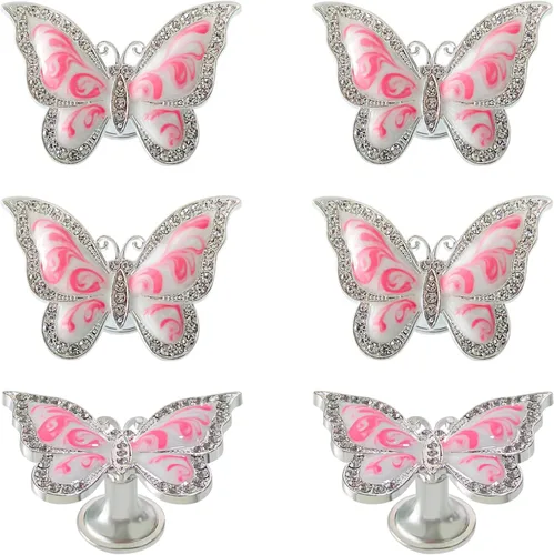 Miniatura 8 de Pomos de mariposa para gabinete, 6 pomos de mariposa de un solo agujero, tiradores decorativos para puerta, gabinete, cajón, armario, muebles