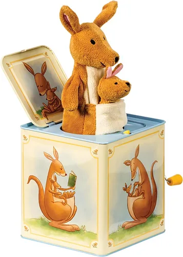 Miniatura 5 de Schylling: Jack in Box - Canguro - Juguete musical clásico emergente, marioneta de dedo de mamá y bebé, toca la canción Pop Goes The Weasel, niños