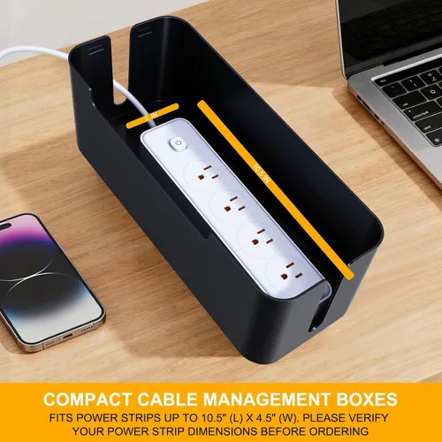 Miniatura 6 de Eichzer Caja de organización de cables, caja organizadora de cables de alta calidad para ocultar el protector de sobretensiones en el escritorio