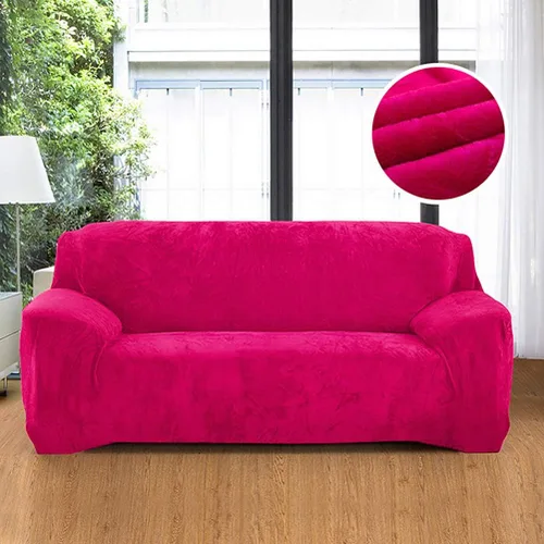 Miniatura 16 de Funda de terciopelo ultra suave para sofá de colores lisos, elastano elástico para sofá biplaza protección de muebles, fundas antideslizantes a