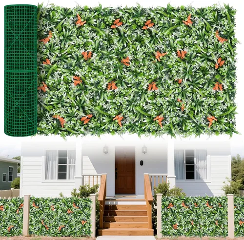 Miniatura 11 de 6 paneles de pared de césped de 20 x 20 pulgadas, fondo de hierba de helecho artificial con protección UV, paneles de boj de plantas de vegetación