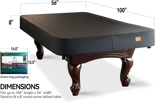 Miniatura 2 de Cubierta de mesa de billar de cuero sintético resistente, impermeable y resistente a desgarros para mesa de billar de 7/8/9 pies