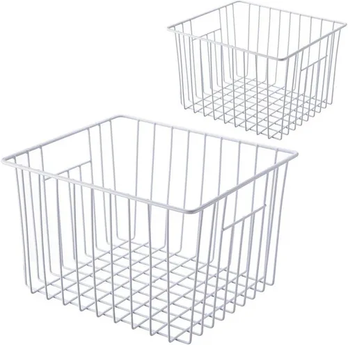 Miniatura 9 de SANNO Cestas de almacenamiento de alambre para congelador, cestas de almacenamiento de metal para el hogar, cesta organizadora para despensa, Negro